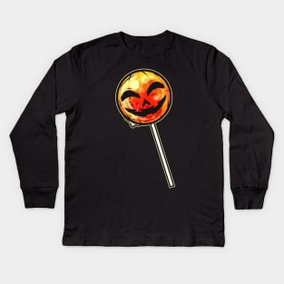 Pumpkin Lollipop Lolli Sucker Halloween Kids Long Sleeve T-Shirt